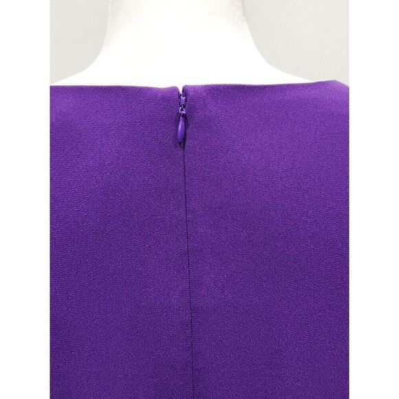 Lauren Ralph Lauren Purple Crepe Short Sleeve V Neck Shift Mini Dress, 6 - Picture 9 of 12